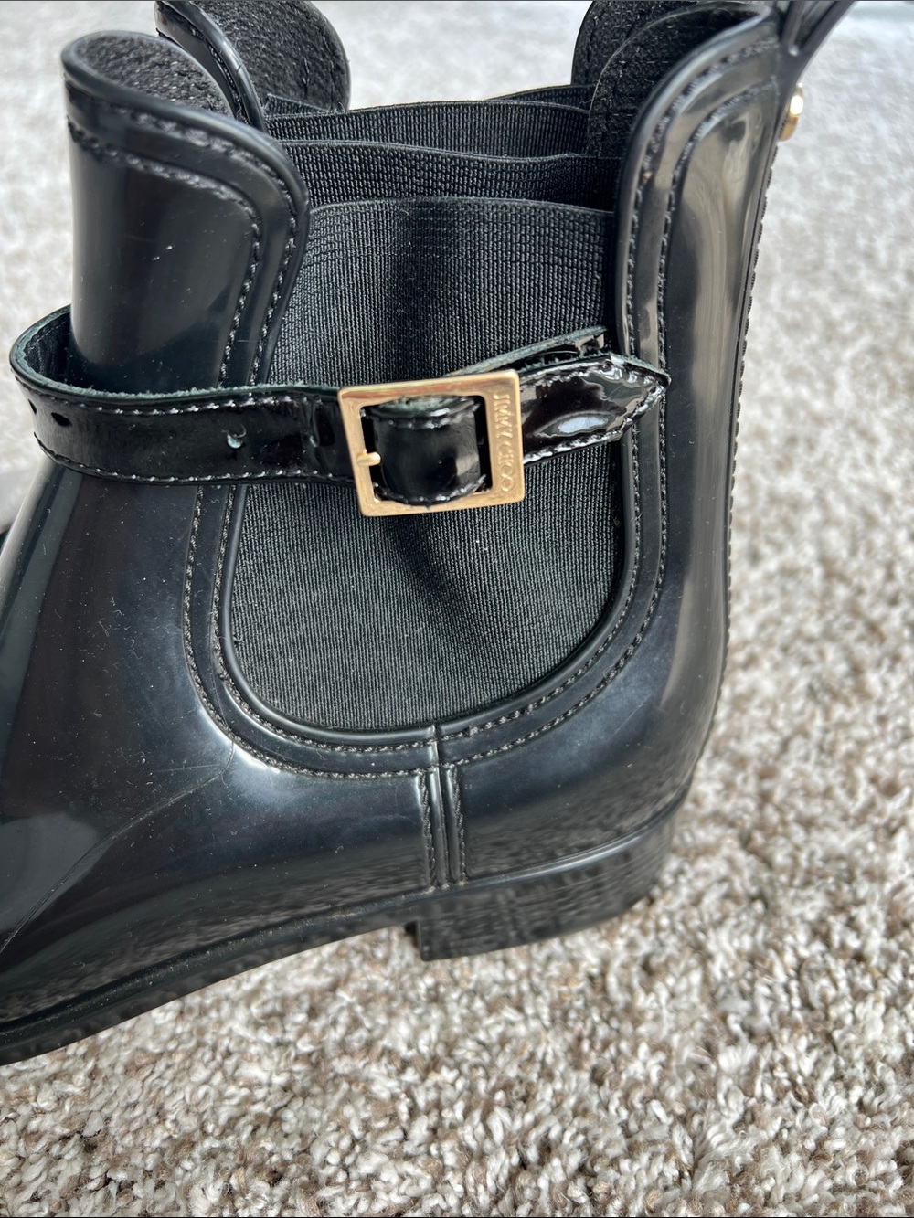 Jimmy Choo Women's Black Rubber Jai Short Rain Boots Size 39 (US 9) - Picture 4 of 10